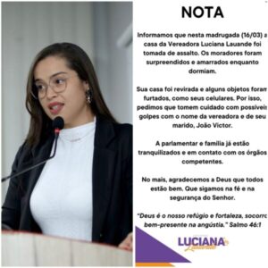 Polícia prende dupla suspeita de assaltar casa da vereadora Luciana Lauande em Ribamar