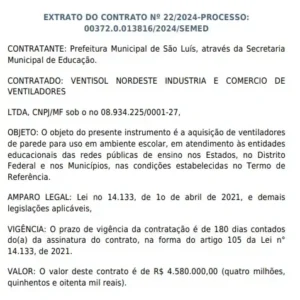 Nevou? Braide promete ar-condicionado nas escolas, mas fecha contrato milionário para ventiladores