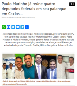 Paulo Marinho Júnior tem apoio de 4 deputados federais, mas nenhum tem voto em Caxias…