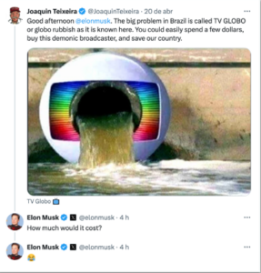 Compra!!! Elon Musk questiona quanto custaria comprar a “Rede Globo”