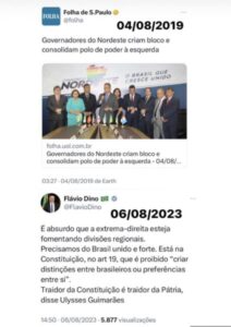 Dino endossa fake news sobre suposta divisão Norte/Sul de Zema