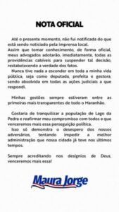 Lago da Pedra: juiz afasta Maura Jorge; prefeita se diz ‘surpresa’