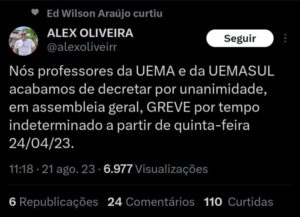 Professores da Uema e UemaSul deflagram greve geral