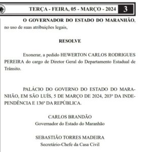 Cai o diretor do Detran-MA; ex-Sagrima assume