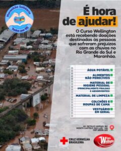 Curso Wellington disponibiliza ponto de coleta para vítimas das enchentes no RS
