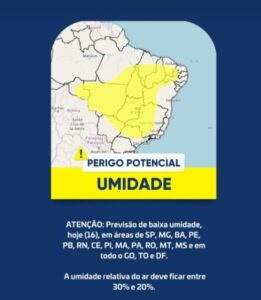 Inmet emite alerta de baixa umidade no MA e mais 15 estados; veja municípios