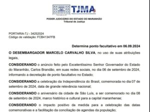 INÉDITO! Desembargador do MA declara ponto facultativo em seu gabinete na sexta-feira