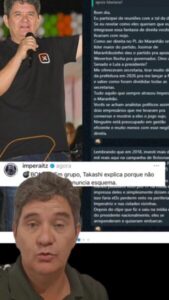 Takashi confirma veracidade de print com denúncia sobre tentativa de compra de apoio