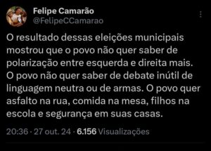Camarão sobre eleições: ‘Povo não quer saber de debate inútil de linguagem neutra ou de armas’