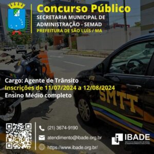 Inscrições abertas para concurso de Agente de Trânsito da SMTT