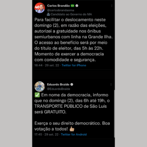 Ilha de São Luís terá transporte público gratuito no dia da eleição