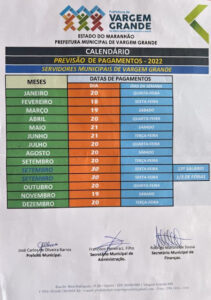 Prefeitura de Vargem Grande divulga cronograma de pagamento de servidores