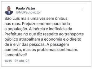 Paulo Victor vê inércia de Braide na greve de motoristas