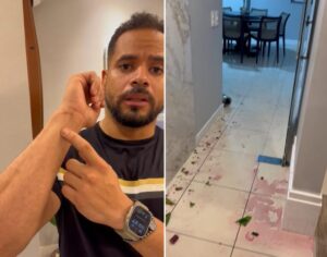 VÍDEO: Felipe Loiola mostra como ficou seu apartamento após arrombamento e luta corporal com Alessandro Martins