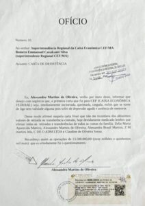 Em ofício à Caixa Econômica, Alessandro Martins admite que sofre de “depressão aguda e ausência de memória”