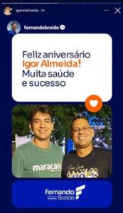 Igor Almeida debocha da oposição em São Luís e compartilha foto abraçado com o irmão do prefeito Braide