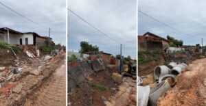 Obra do supermercado Mateus no município de Raposa derruba muro e destrói casas vizinhas