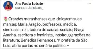 NOVO VEXAME: Suplente que se tornou Senadora pelo Maranhão muda o sexo do escritor Graça Aranha