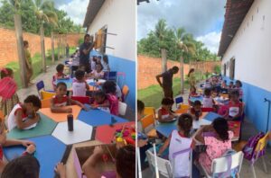CAOS NA EDUCAÇÃO: Crianças têm aulas ao ar livre por falta de estrutura física em creche de Raposa; assista o vídeo