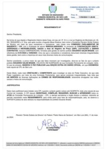 Após Braide demitir toda a CPL, vereador protocola abertura de CPI: “Colocou sob suspeita a cúpula de sua Central de Licitação”