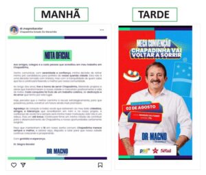 No mesmo dia, Magno Bacelar desiste da pré-campanha à prefeitura, volta atrás e marca convenção para o dia 02