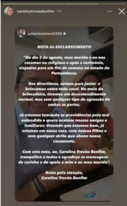 Após ser arrastada pelos cabelos e registrar B.O, esposa de Júnior Lourenço diz que “foi um desentendimento normal”