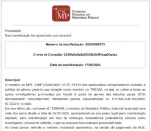 Advogados protocolam no CNMP manifestação contra membro do MPF, José Raimundo Melo Filho, por suposta protelação em AIJE contra deputados do Podemos