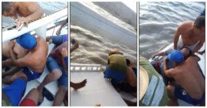 Tripulantes de barco que naufragou são resgatados com vida; veja imagens