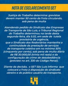 Justiça do Trabalho determina: grevistas devem manter 50 cento da frota circulando, sob pena de multa