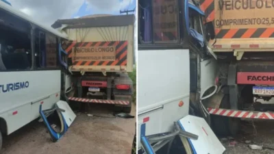 Micro-ônibus colide com carreta e deixa 17 pessoas feridas, na Vila Maranhão