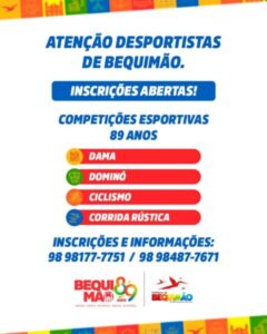 Prefeitura convida desportistas a participarem das competições esportivas no aniversário de 89 anos de Bequimão