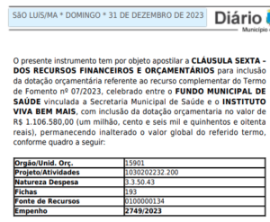Prefeitura de São Luís repassa R$ 9,3 milhões em emendas parlamentares na virada do ano