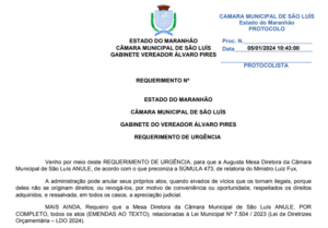 Vereador propõe que Câmara de SLZ anule votação da LDO e reaprecie proposta