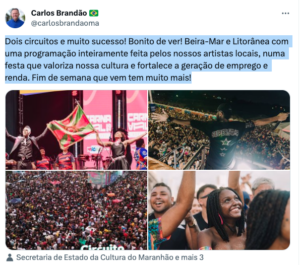 Após deboche da Prefeitura com Joelma, Brandão exalta artistas locais