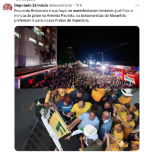 Petista provoca bolsonaristas do MA: ‘Preferiram ir para o Lava Pratos de Imperatriz’