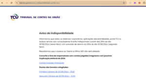 Site do TCU fica fora do ar na reta final para impugnação de candidaturas ficha-suja