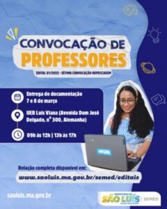 Prefeitura de São Luís convoca mais 179 professores aprovados no seletivo de 2023