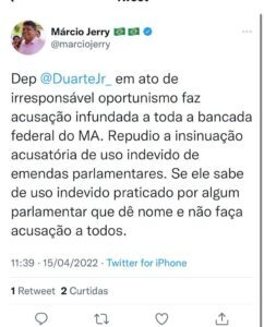 Jerry alfineta Duarte Ir: “Dê nome e não faça acusação de todos”