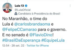 Lula reforça time no Maranhão com Brandão governador