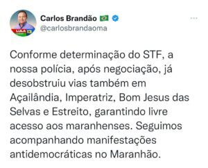Governador do MA aciona PM para conter manifestações antidemocráticas