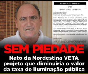 Vitória do Mearim: prefeito veta redução de 40% da taxa de iluminação pública