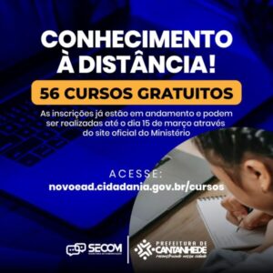 CONHECIMENTO À DISTÂNCIA: INSCRIÇÕES ABERTAS PARA 56 CURSOS GRATUITOS