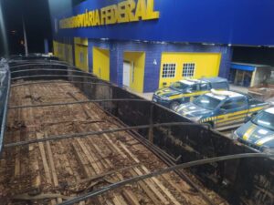 PRF apreende madeira ilegal na BR-230, em Balsas