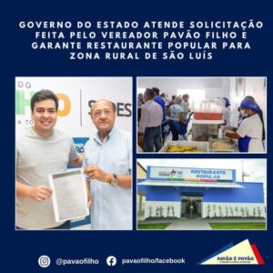 Vereador Pavão Filho garante Restaurante Popular para a Zona Rural