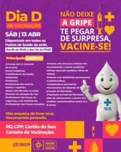 CANTANHEDE: NÃO DEIXE A GRIPE TE PEGAR DE SURPRESA, VACINE-SE! DIA D