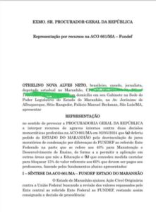 Othelino entra com representação na PGR contra decisões sobre precatórios do Fundef