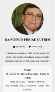 Morre em São Luís o desembargador Raimundo Freire Cutrim