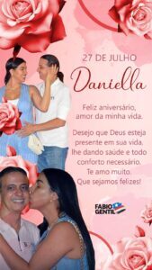 Fábio Gentil faz bela homenagem a sua amada Daniella pela passagem de seu aniversário