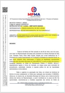 MP/MA arquiva denúncia contra aniversário de São Luís