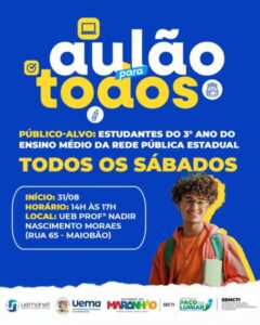 Prefeitura de Paço do Lumiar apoia cursinho preparatório para estudantes do 3º ano do ensino médio